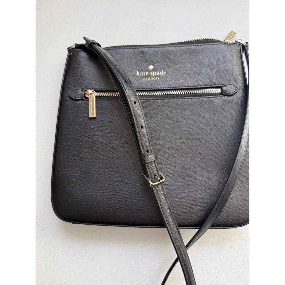 Kate Spade New York Black Saffiano Leather Crossbody‎ Bag Gold Hardware Slim - Picture 6 of 11